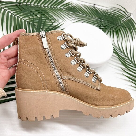 Dolce Vita Huey Hiker Whiskey Nubuck Leather Lace-Up Ankle Boots Size 6 - Picture 10 of 13